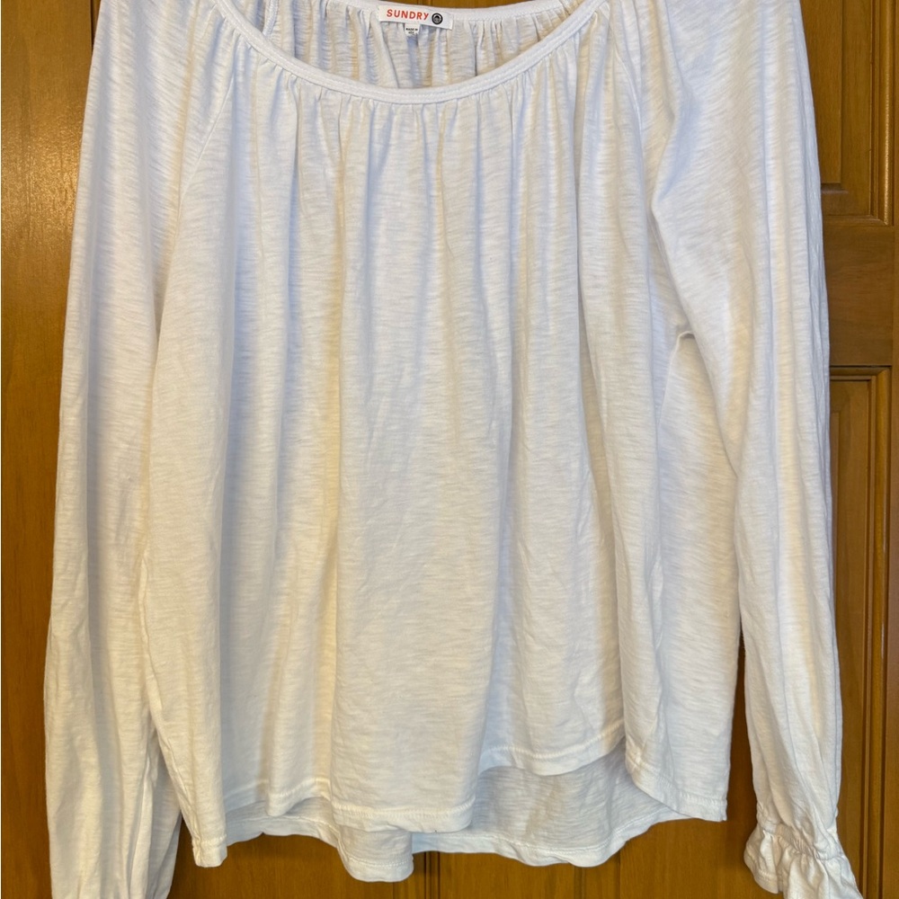 Sundry Women's Cream Long Sleeve Blouse